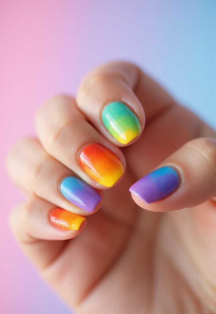 50 Creative Nail Polish Ideas for Colorful Explosions - 16. Rainbow Manicure