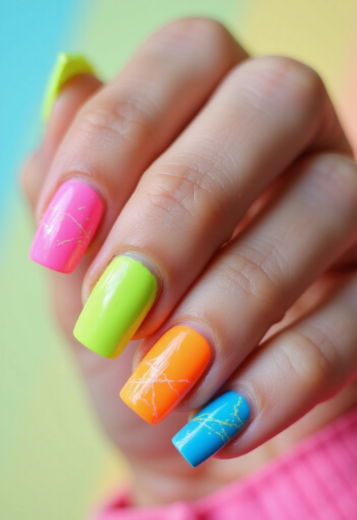 50 Creative Nail Polish Ideas for Colorful Explosions - 19. Neon Brights with Natural Ingredients
