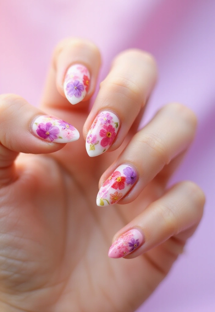 50 Creative Nail Polish Ideas for Colorful Explosions - 2. Floral Fantasy