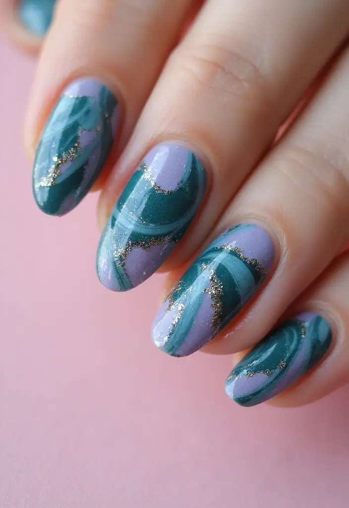 50 Creative Nail Polish Ideas for Colorful Explosions - 20. Marbleized Effect with Nail Polish Drops