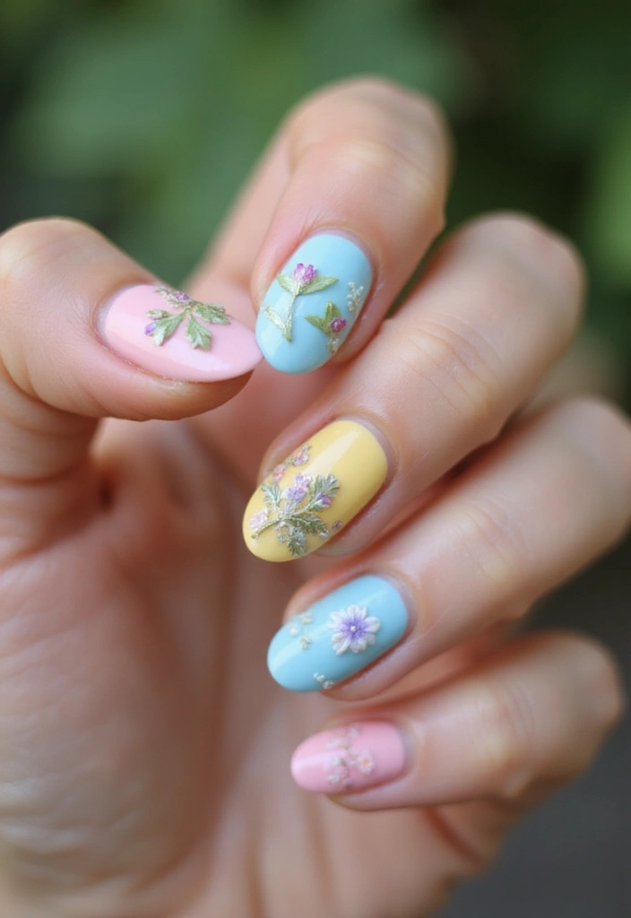 50 Creative Nail Polish Ideas for Colorful Explosions - 25. Charm Nails with Natural Elements