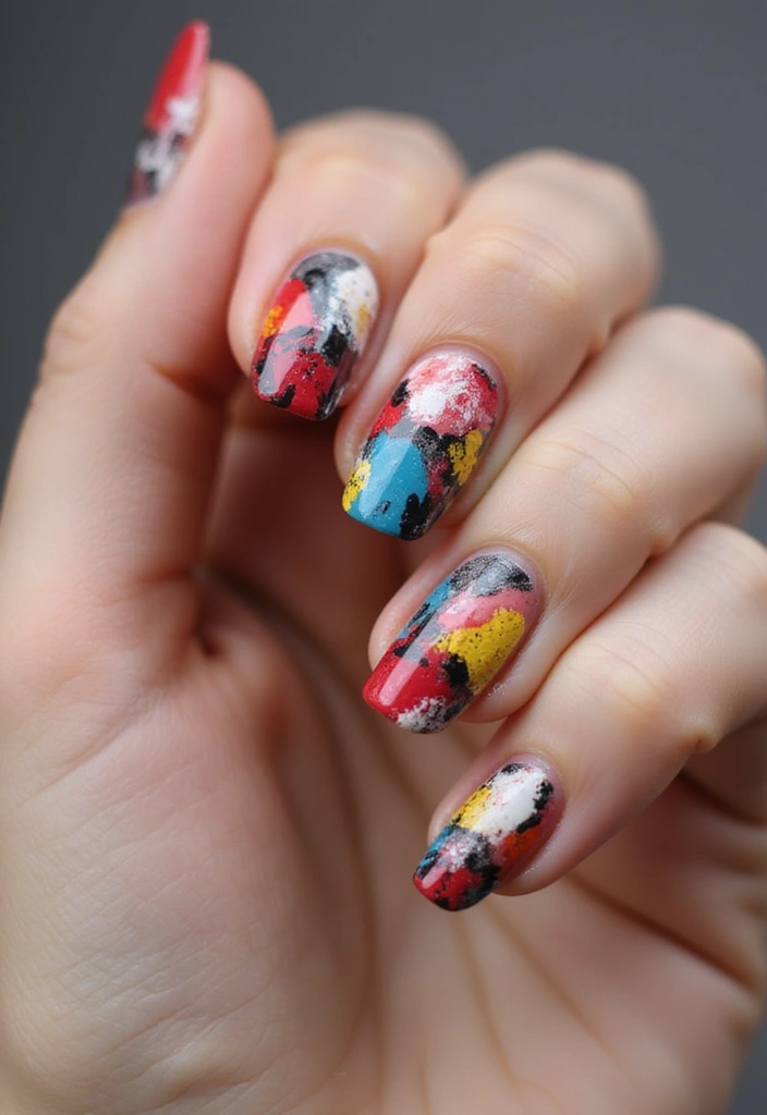 50 Creative Nail Polish Ideas for Colorful Explosions - 37. Abstract Expressionism