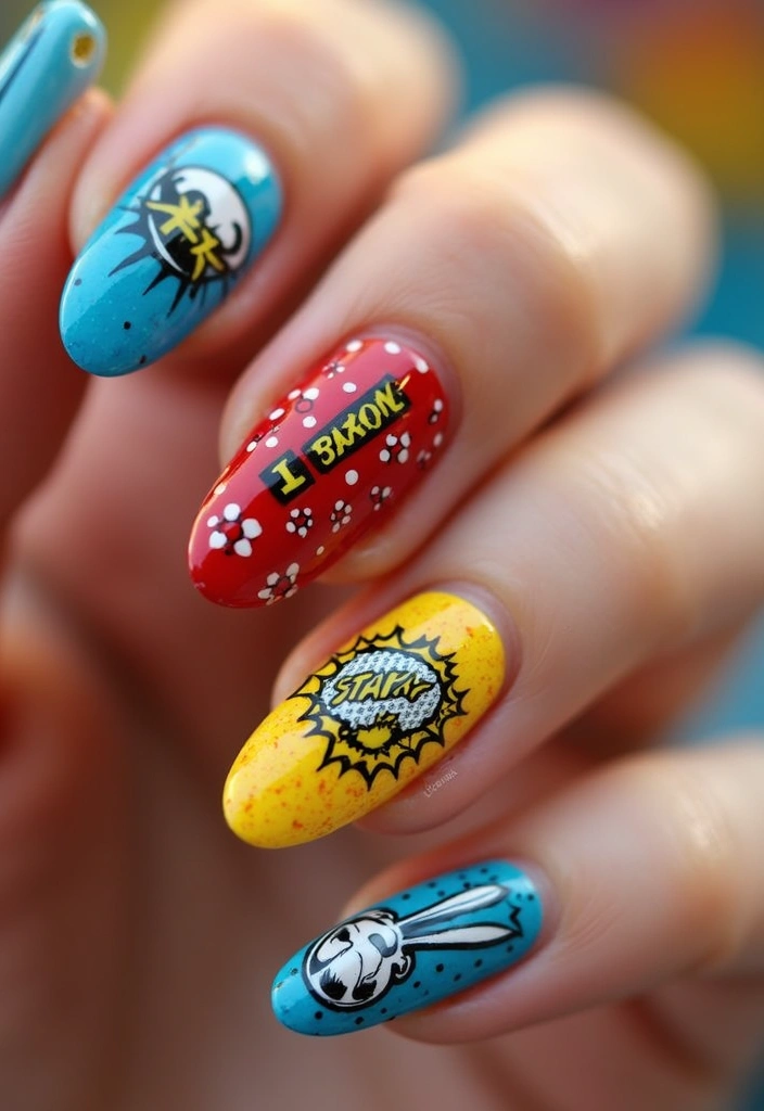 50 Creative Nail Polish Ideas for Colorful Explosions - 39. Pop Art Inspired