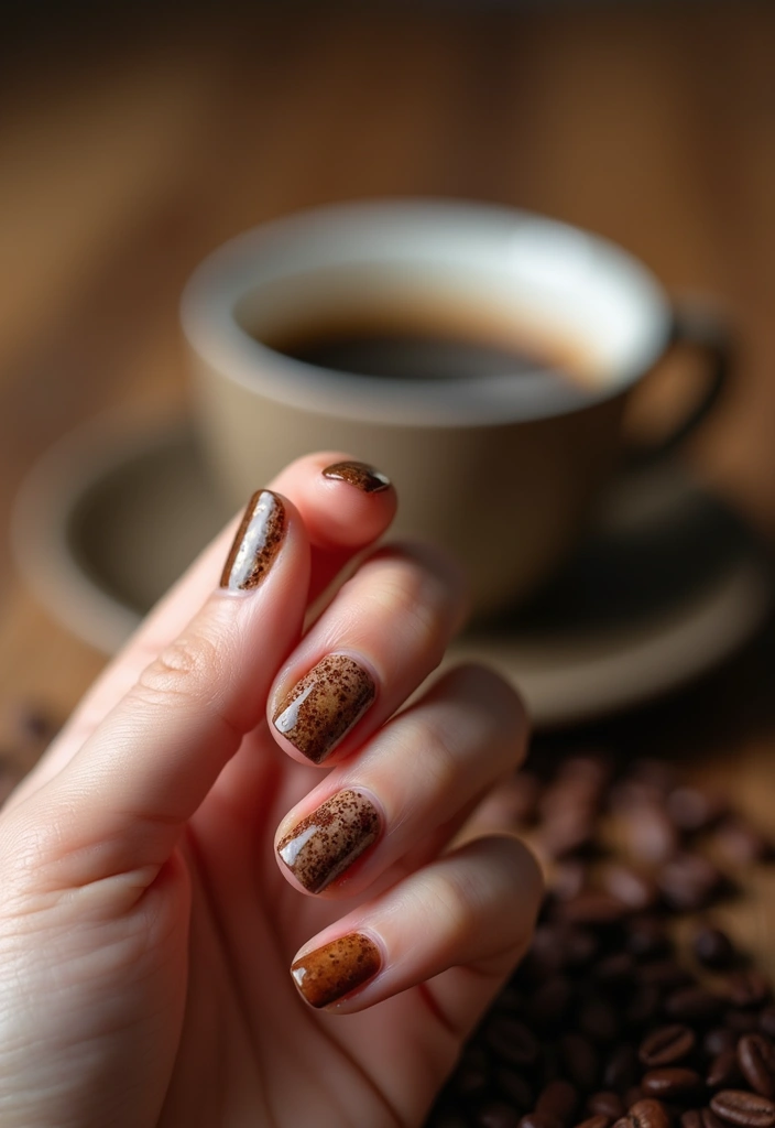 50 Creative Nail Polish Ideas for Colorful Explosions - 4. Earthy Tones with Coffee Grounds