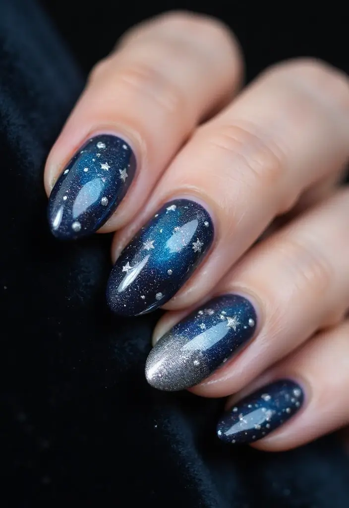 50 Creative Nail Polish Ideas for Colorful Explosions - 40. Celestial Nails with Natural Ingredients