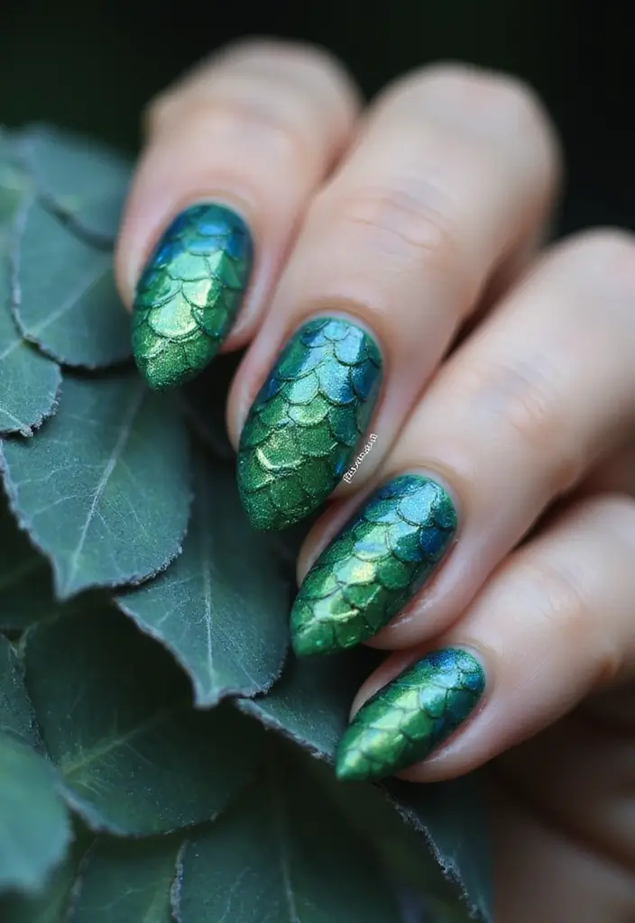 50 Creative Nail Polish Ideas for Colorful Explosions - 45. Dragon Scale Nails