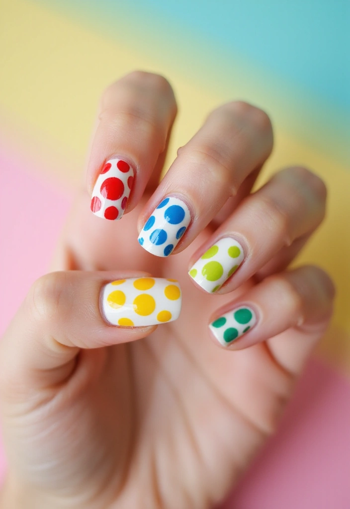 50 Creative Nail Polish Ideas for Colorful Explosions - 48. Playful Polka Dot Designs