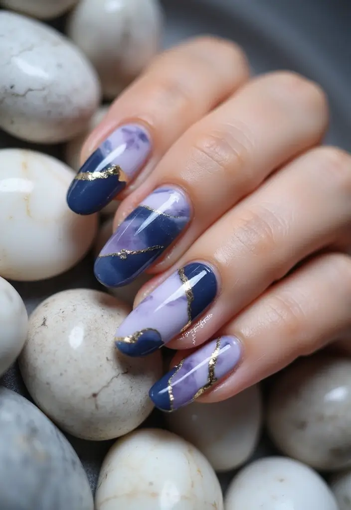 50 Creative Nail Polish Ideas for Colorful Explosions - 8. Marble Effect with Natural Ingredients
