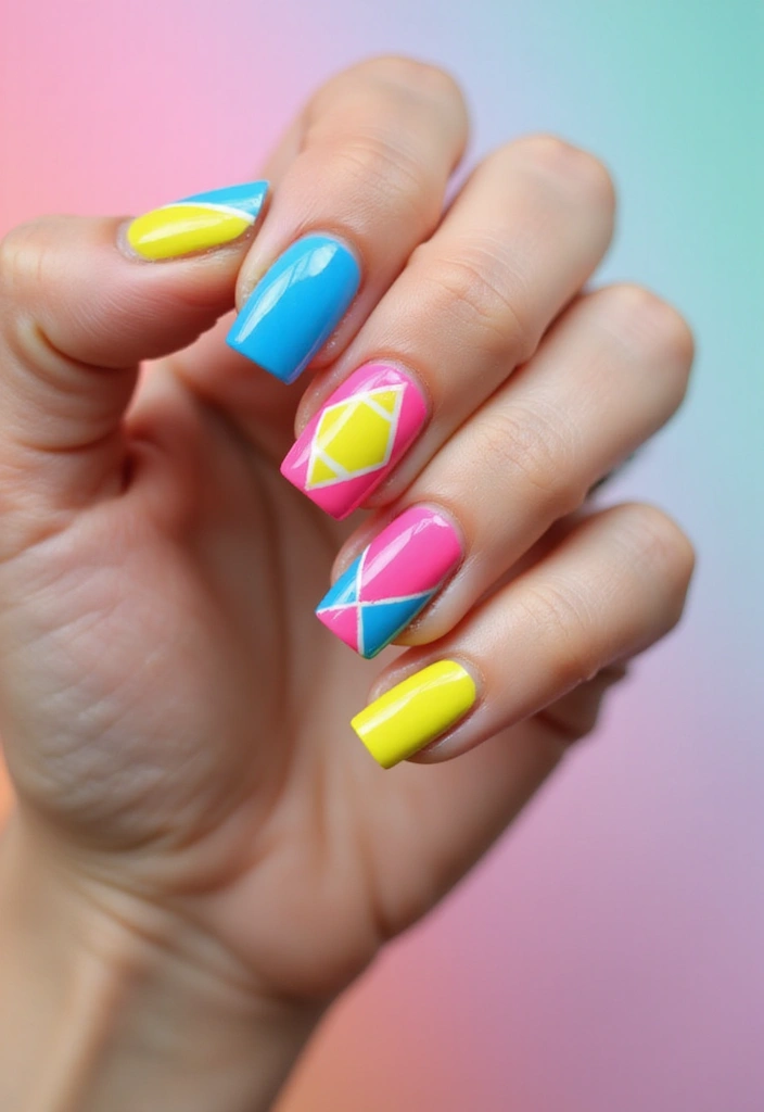 50 Creative Nail Polish Ideas for Colorful Explosions - 9. Bold Geometric Shapes