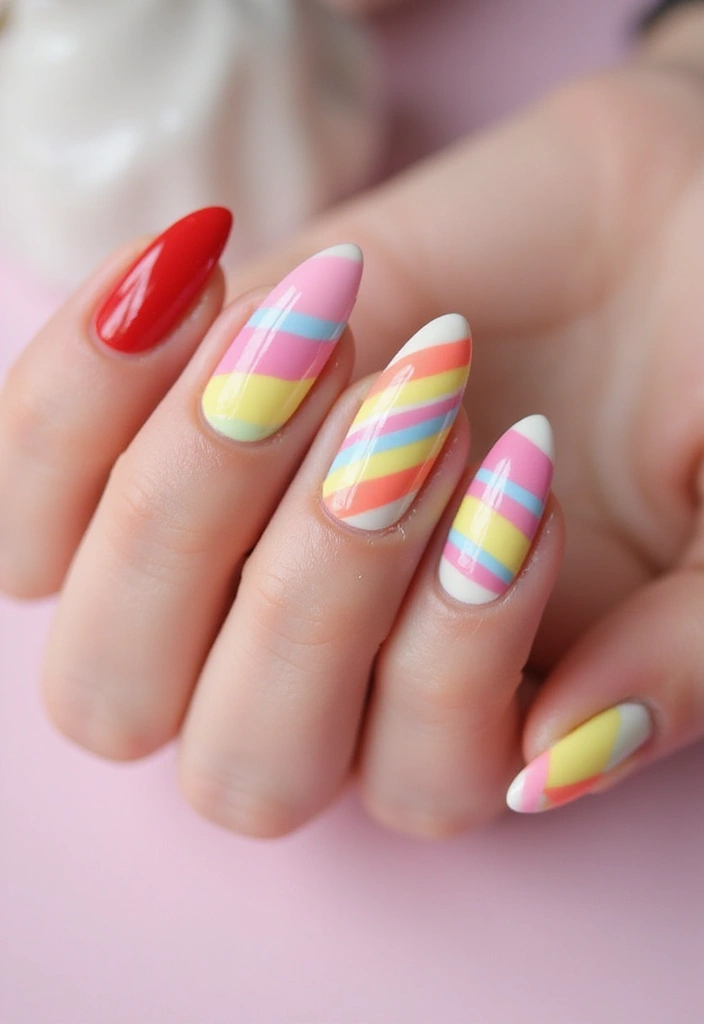50 Daring Designs: Eco-Friendly Acrylic Nail Ideas for Durable Beauty - 23. Sweet Candy Stripes