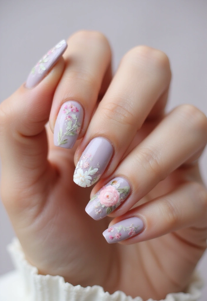 50 Daring Designs: Eco-Friendly Acrylic Nail Ideas for Durable Beauty - 36. Vintage Floral