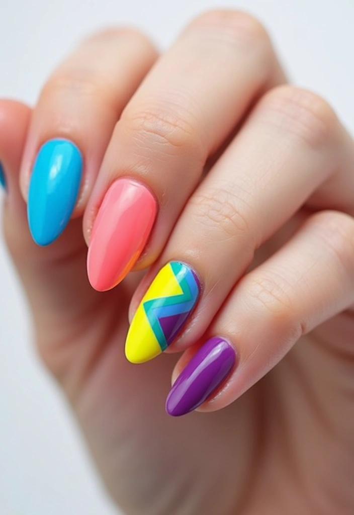 50 Durable Gel Nail Ideas for Long-Lasting - 17. Color Blocking