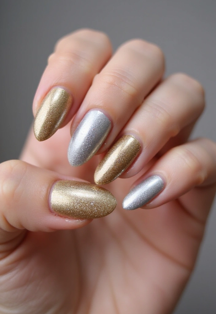 50 Durable Gel Nail Ideas for Long-Lasting - 20. Shimmering Metallics