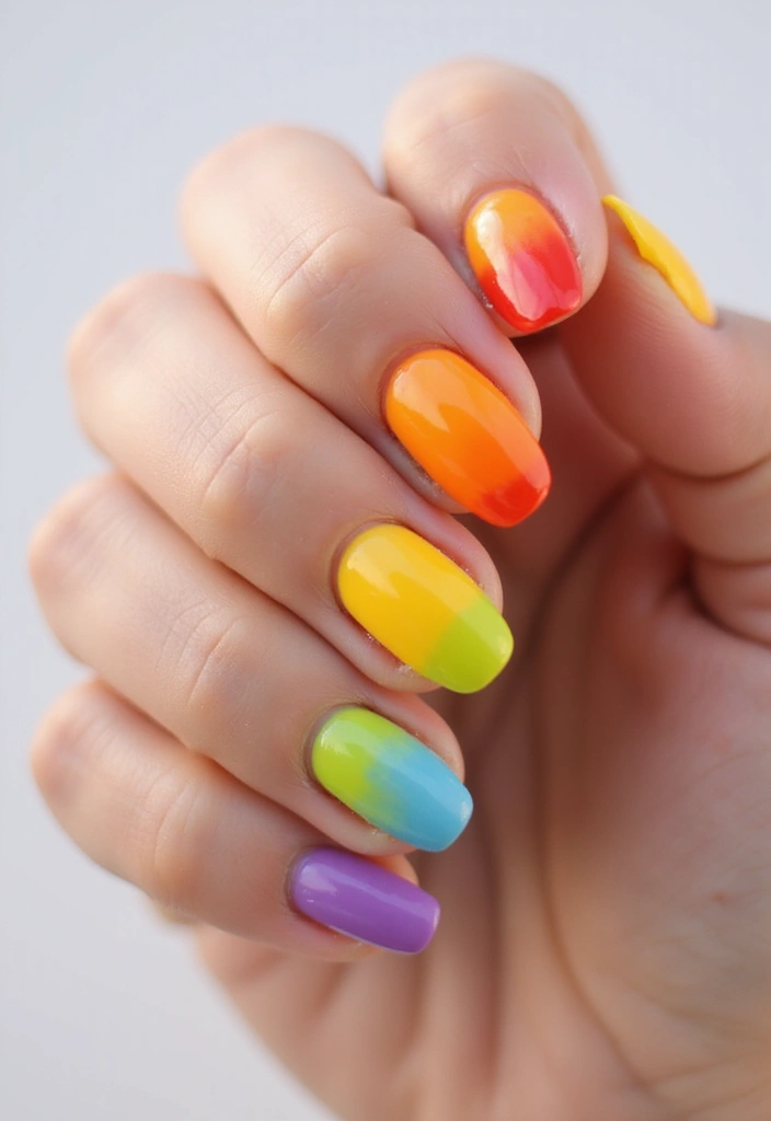 50 Durable Gel Nail Ideas for Long-Lasting - 30. Rainbow Brights