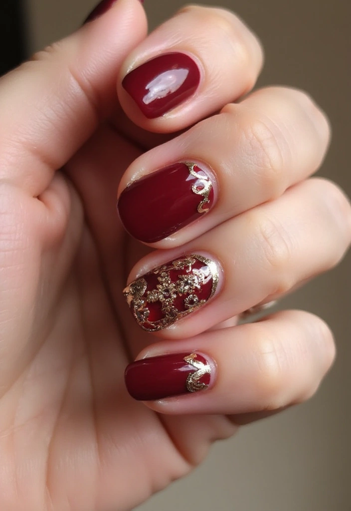 50 Durable Gel Nail Ideas for Long-Lasting - 33. Vintage Glam