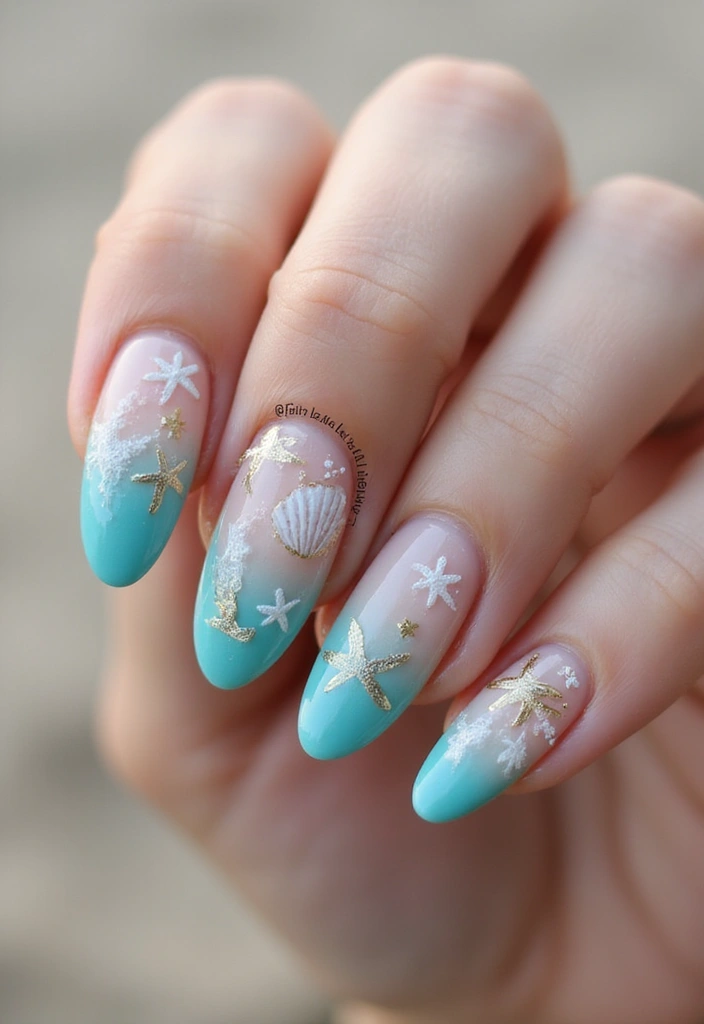 50 Durable Gel Nail Ideas for Long-Lasting - 35. Under the Sea