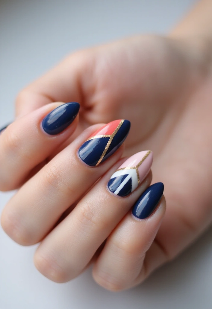 50 Durable Gel Nail Ideas for Long-Lasting - 4. Geometric Patterns