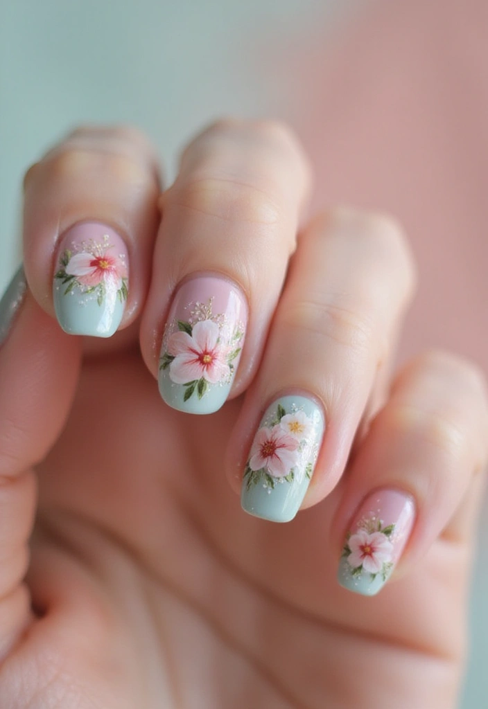 50 Durable Gel Nail Ideas for Long-Lasting - 42. Vintage Floral