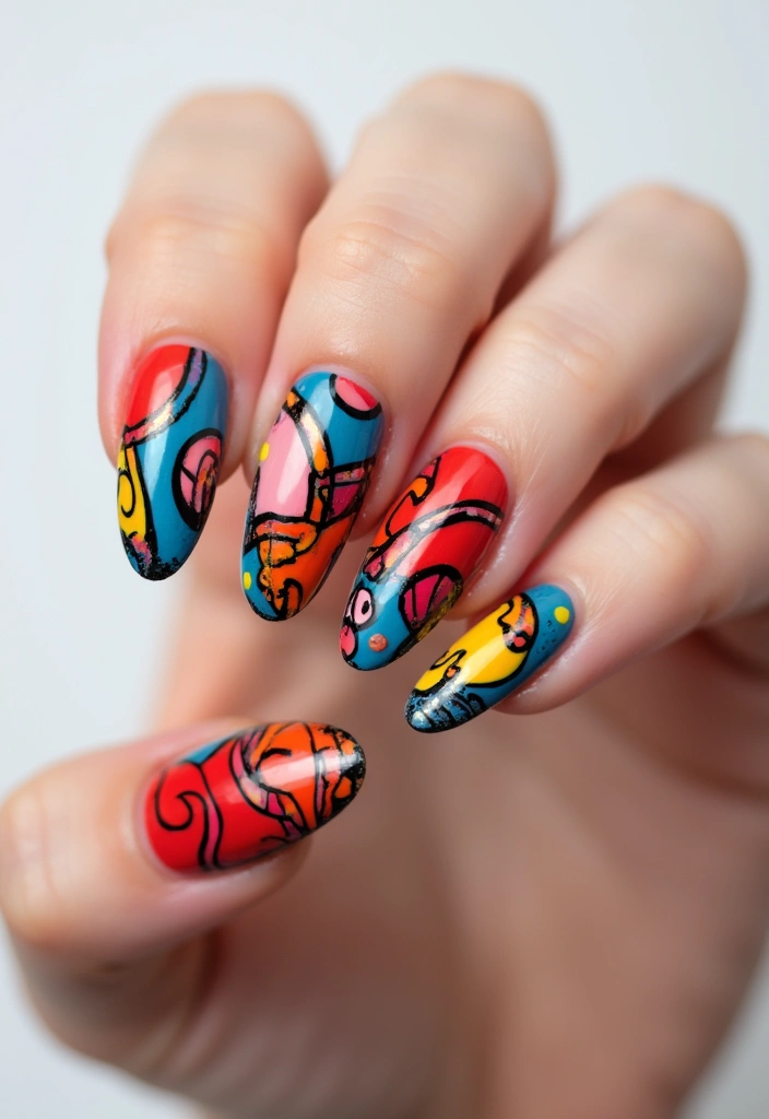 50 Durable Gel Nail Ideas for Long-Lasting - 45. Abstract Art