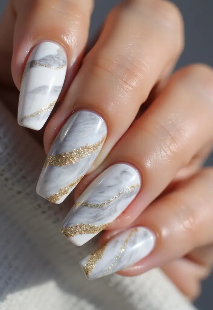 50 Durable Gel Nail Ideas for Long-Lasting - 48. Textured Marble