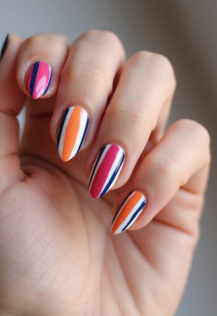 50 Durable Gel Nail Ideas for Long-Lasting - 8. Bold Stripes