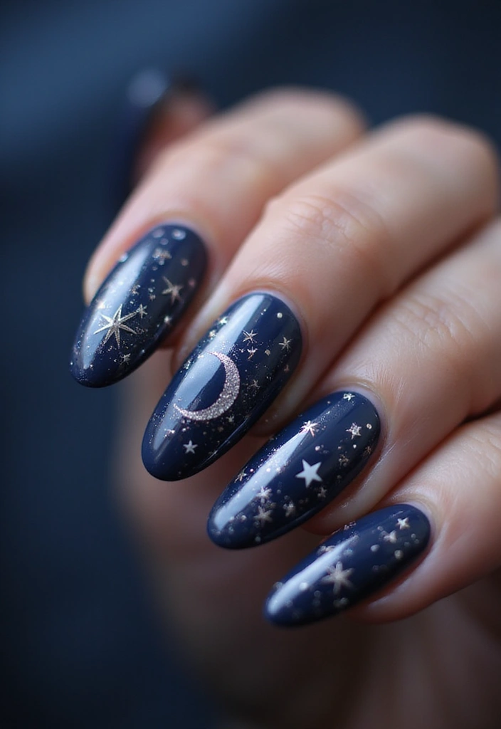 50 Durable Gel Nail Ideas for Long-Lasting - 9. Celestial Nails