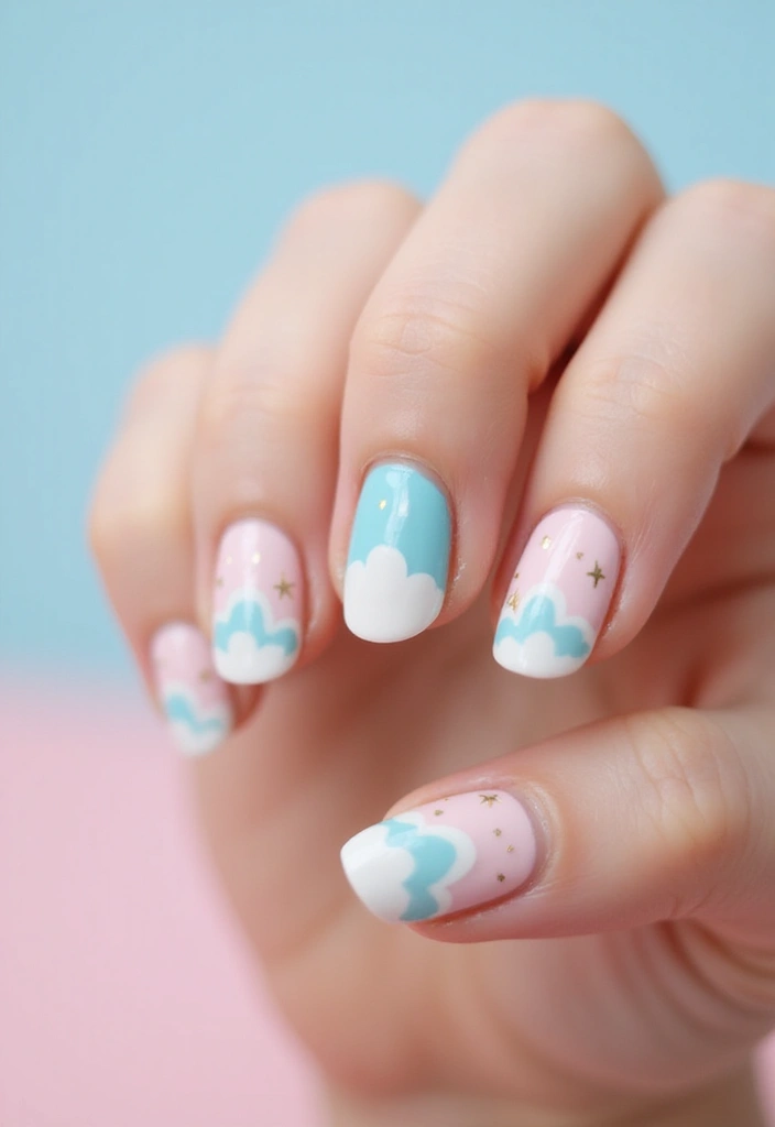 50 Easy Nail Ideas for Quick Beauty Fixes - 12. Whimsical Clouds