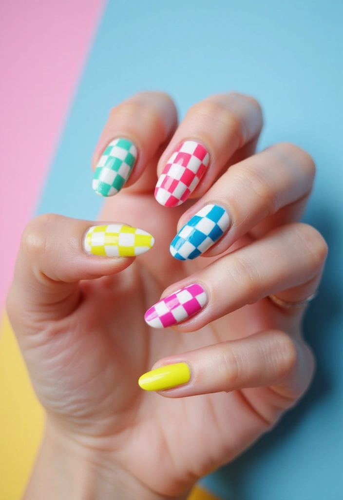 50 Easy Nail Ideas for Quick Beauty Fixes - 21. Funky Checkerboard