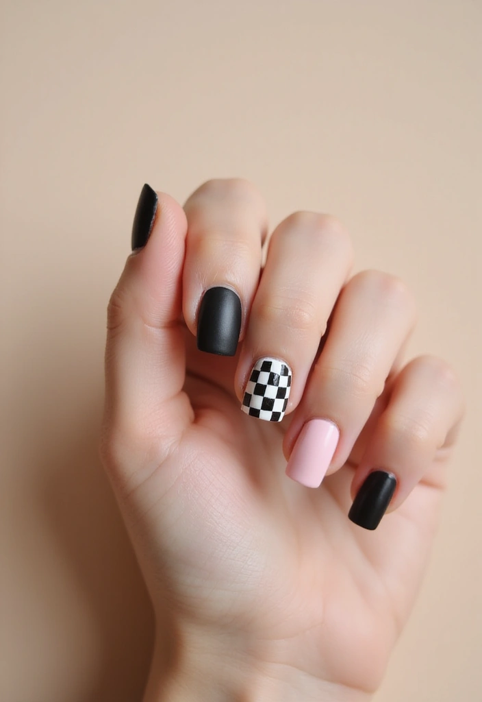 50 Easy Nail Ideas for Quick Beauty Fixes - 28. Classic Checkerboard