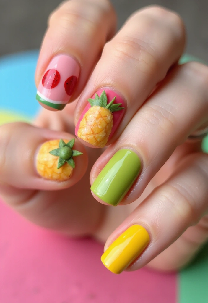 50 Easy Nail Ideas for Quick Beauty Fixes - 34. Whimsical Fruits