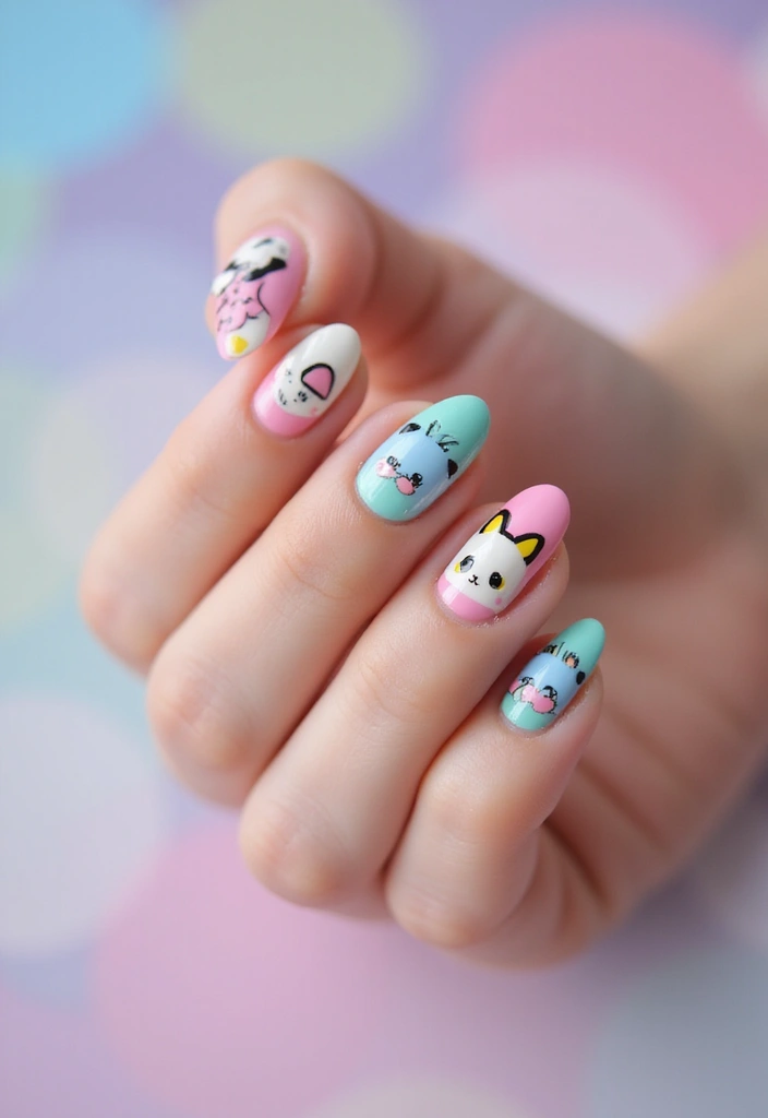 50 Easy Nail Ideas for Quick Beauty Fixes - 35. Cute Kawaii Characters