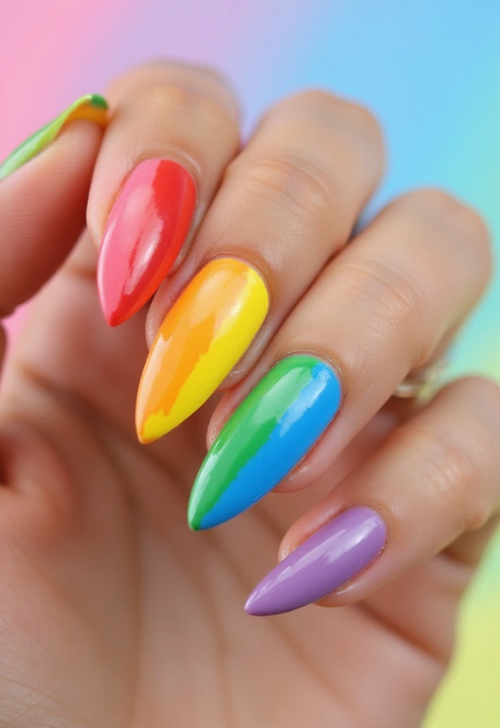 50 Easy Nail Ideas for Quick Beauty Fixes - 37. Rainbow Connection