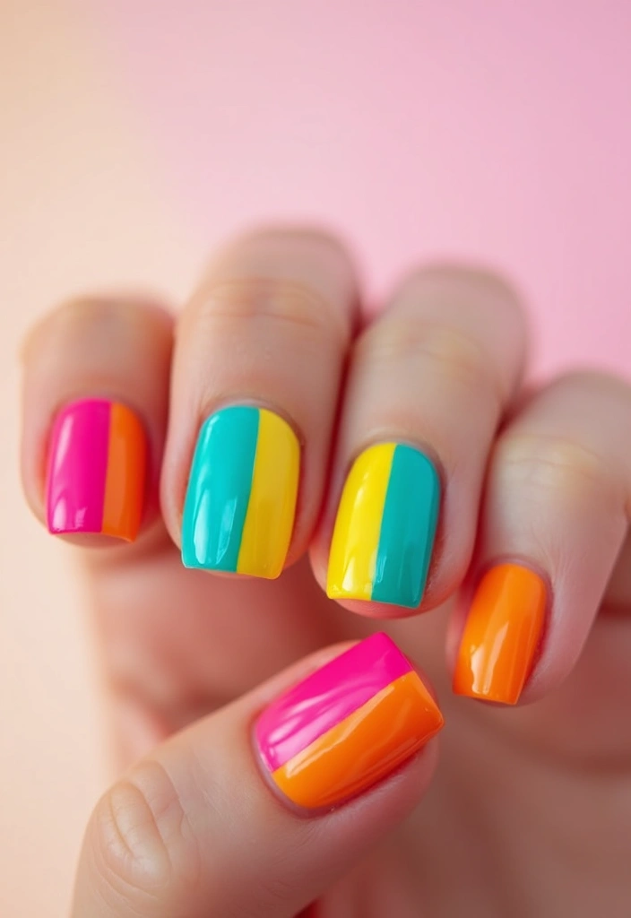 50 Easy Nail Ideas for Quick Beauty Fixes - 4. Color Block Delight