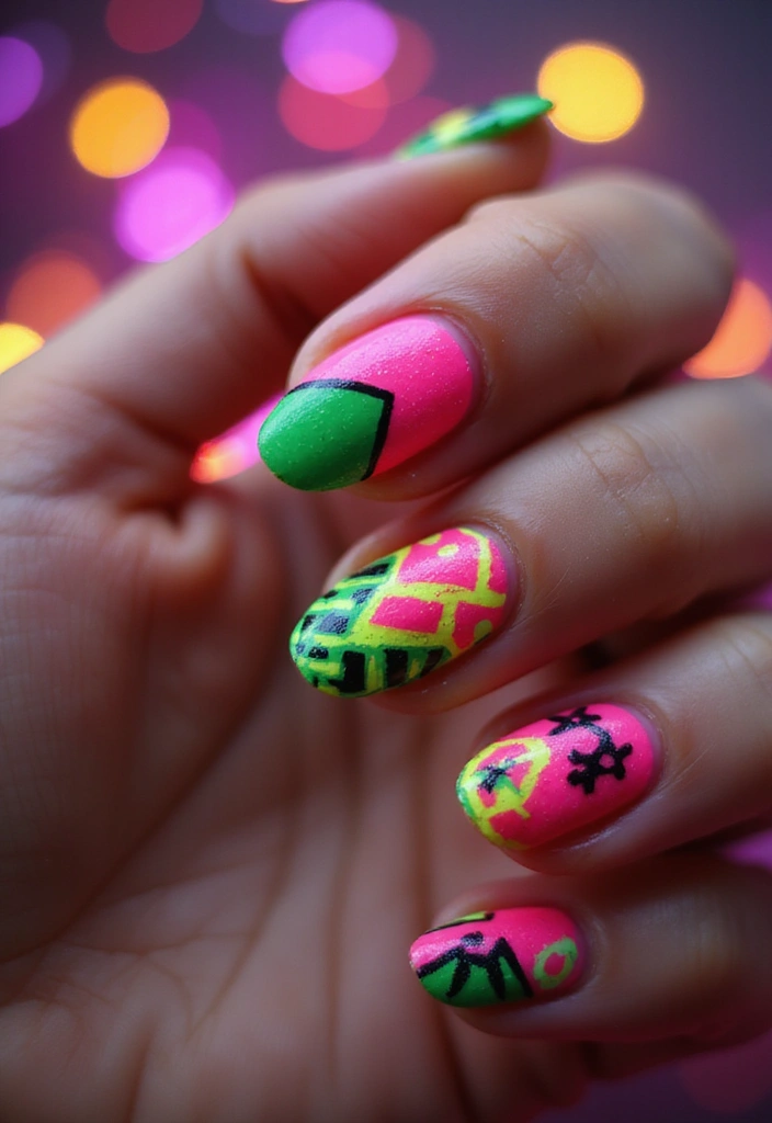 50 Easy Nail Ideas for Quick Beauty Fixes - 40. Neon Party