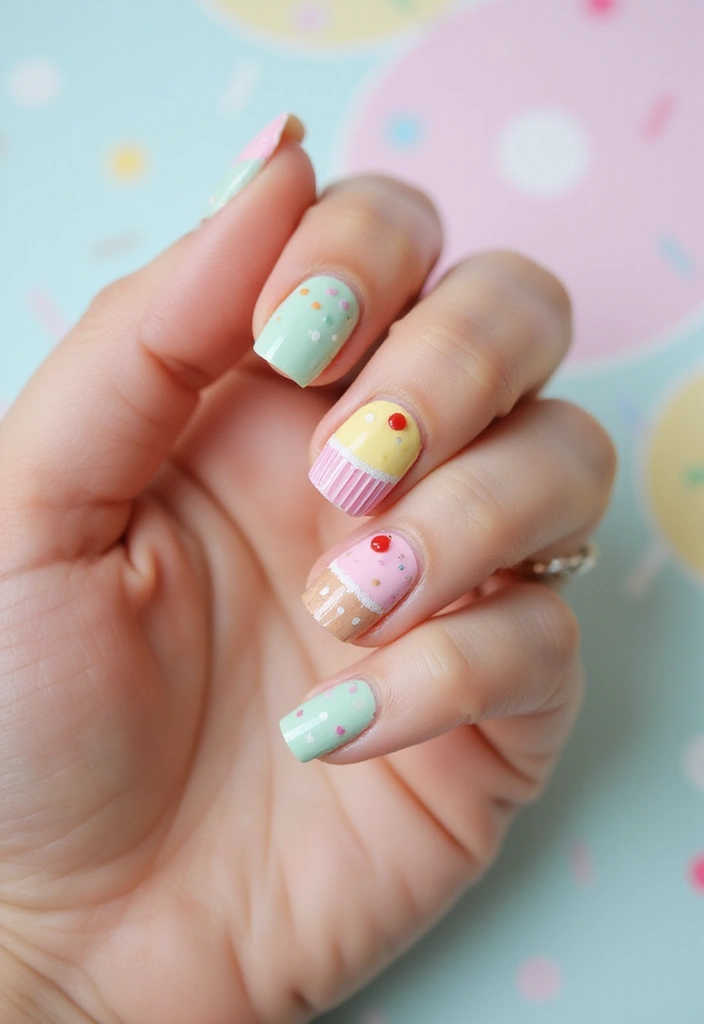 50 Easy Nail Ideas for Quick Beauty Fixes - 47. Sweet Cupcakes