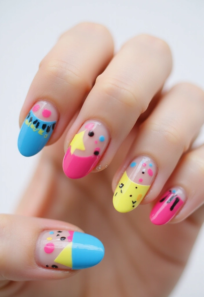 50 Easy Nail Ideas for Quick Beauty Fixes - 49. Playful Geometric Patterns