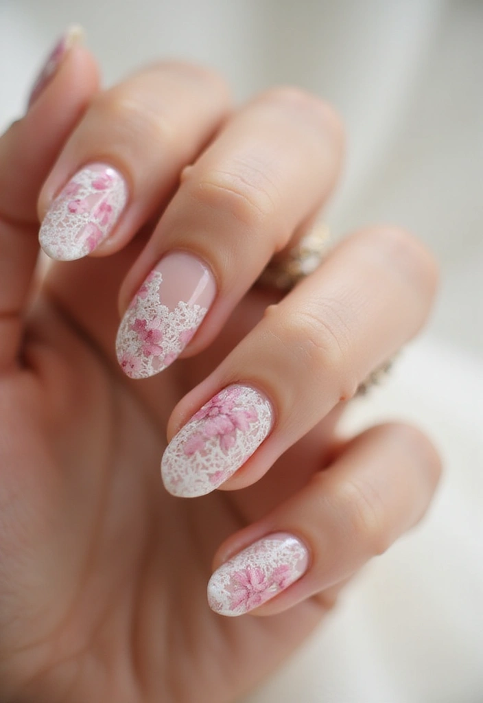 50 French Tip Nail Variations for Elegant Edge-Defining Edges - 16. Vintage Lace Tips