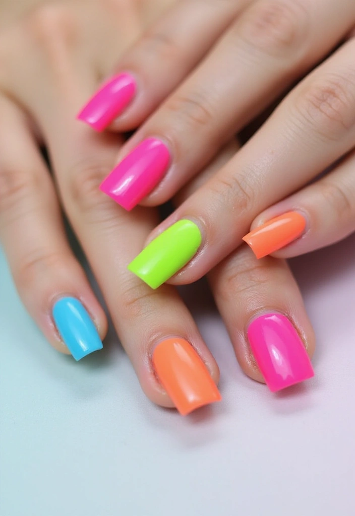 50 French Tip Nail Variations for Elegant Edge-Defining Edges - 18. Neon French Tips