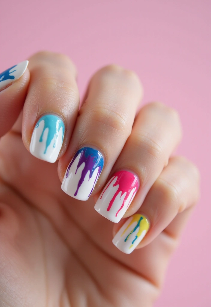 50 French Tip Nail Variations for Elegant Edge-Defining Edges - 19. Artistic Drip Tips