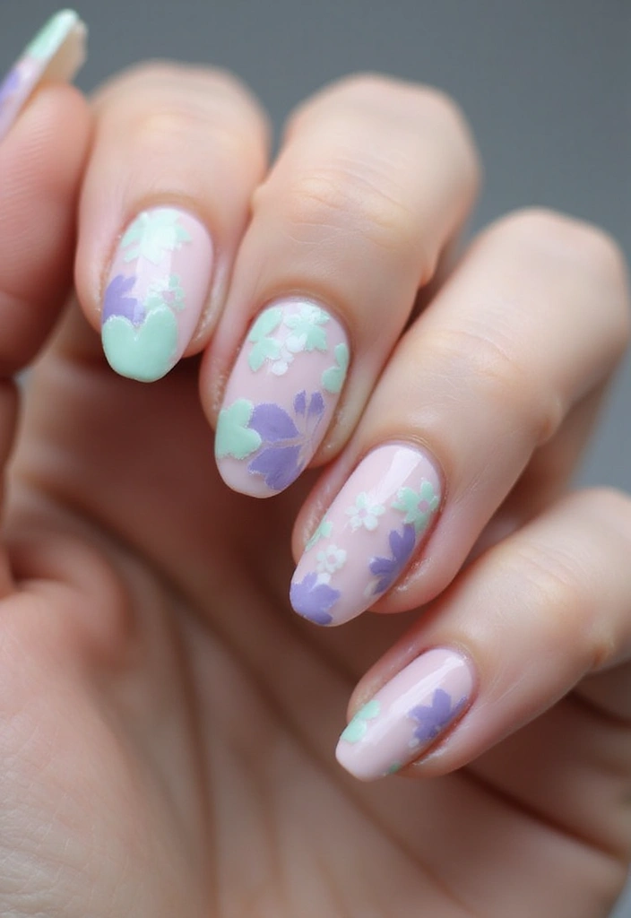 50 French Tip Nail Variations for Elegant Edge-Defining Edges - 26. Floral Patterns with Negative Space