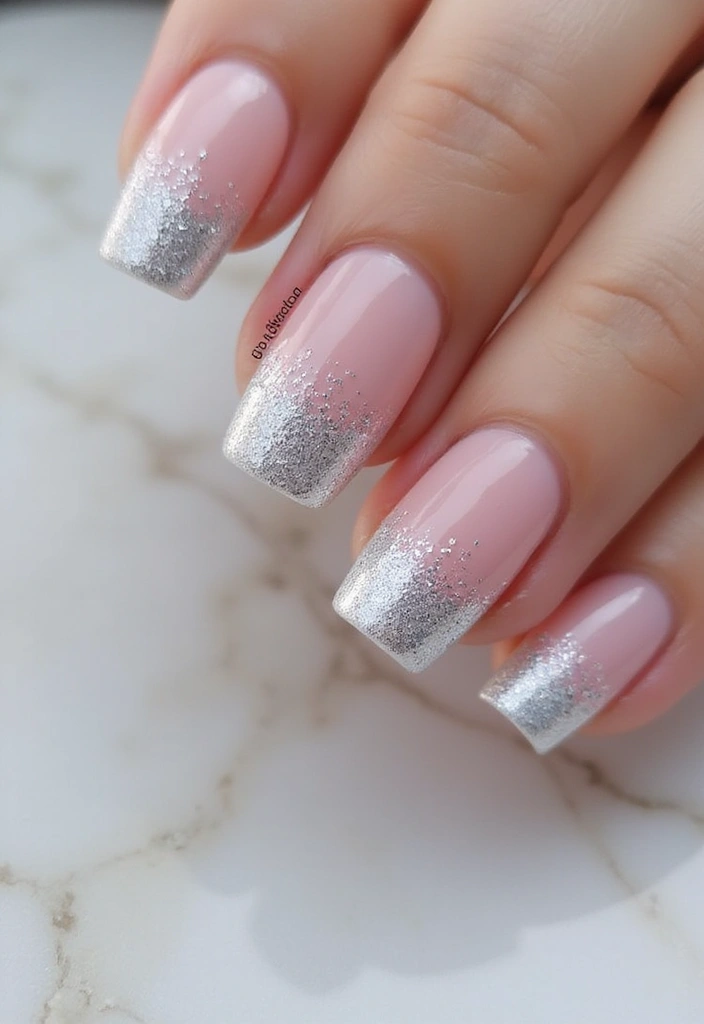 50 French Tip Nail Variations for Elegant Edge-Defining Edges - 3. Glitter Ombre French Tips