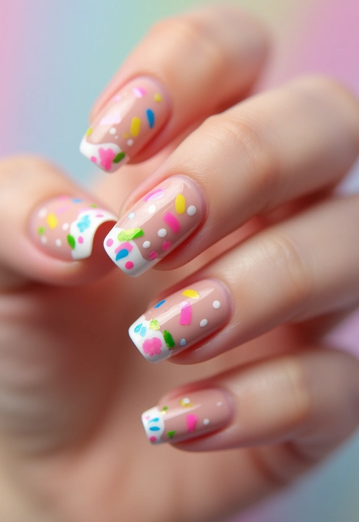 50 French Tip Nail Variations for Elegant Edge-Defining Edges - 44. Colorful Confetti Tips