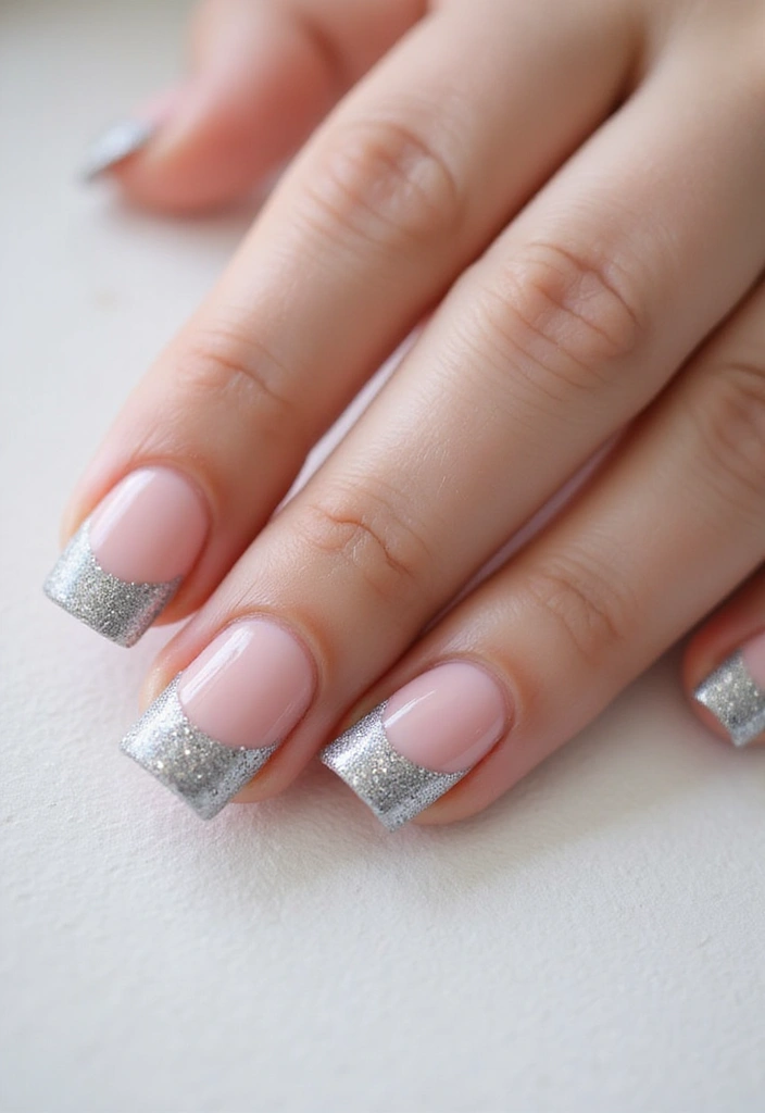 50 French Tip Nail Variations for Elegant Edge-Defining Edges - 45. Classic Glitter Gradient
