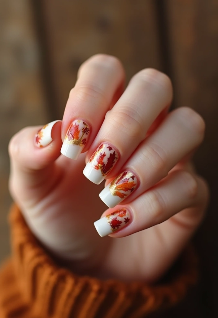 50 French Tip Nail Variations for Elegant Edge-Defining Edges - 50. Fall-Inspired Tips