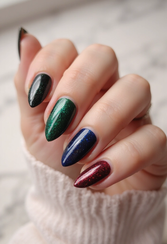 50 French Tip Nail Variations for Elegant Edge-Defining Edges - 7. Jewel-Toned Tips