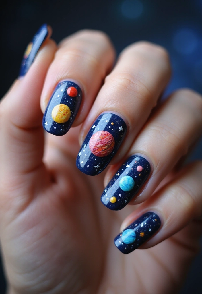 50 Fresh Nail Inspo Ideas for Trendy - 12. Solar System Nail Art