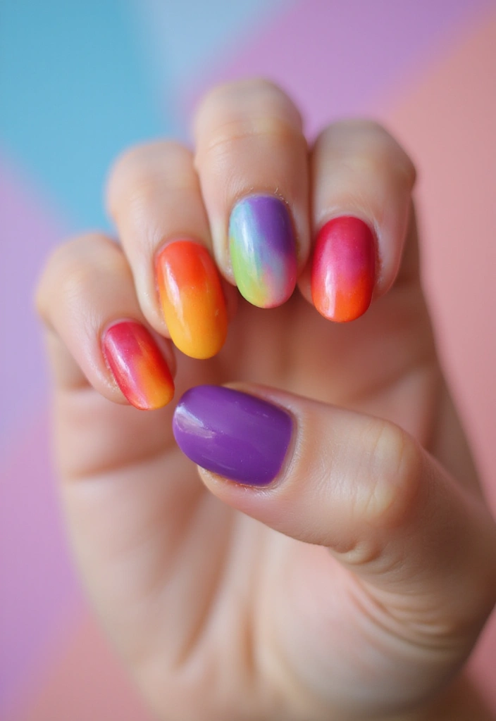 50 Fresh Nail Inspo Ideas for Trendy - 14. Rainbow Ombre