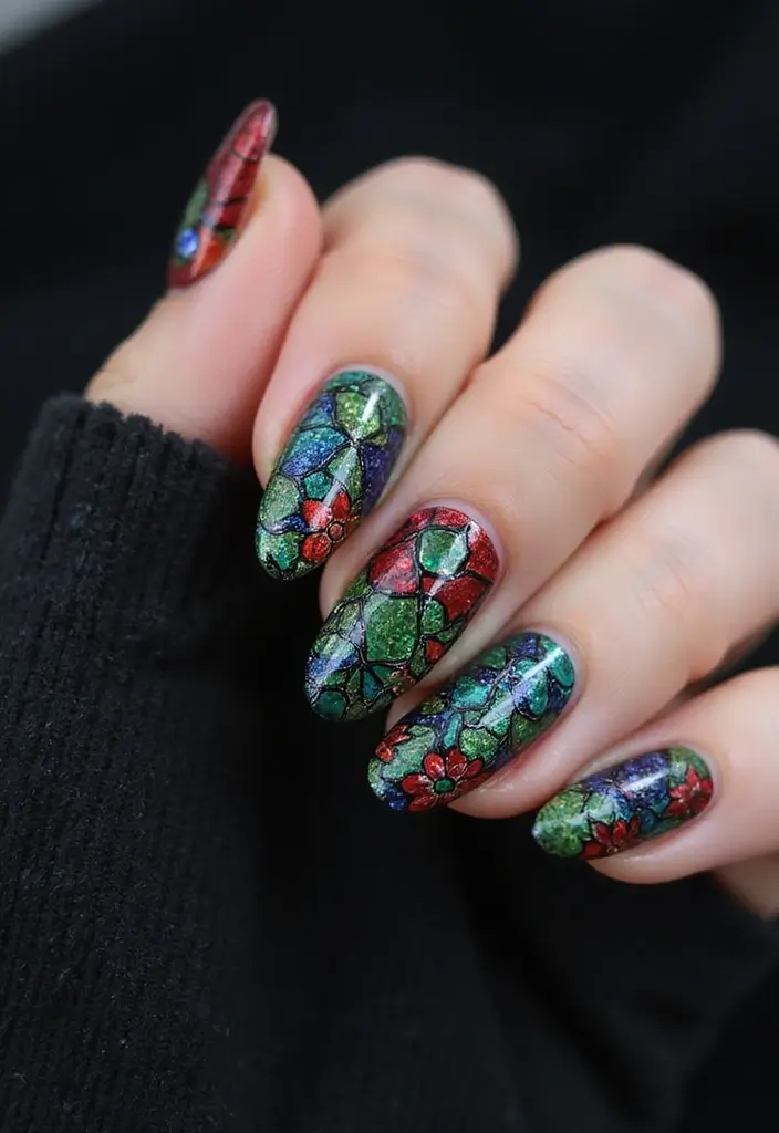 50 Fresh Nail Inspo Ideas for Trendy - 20. Stained Glass Effect