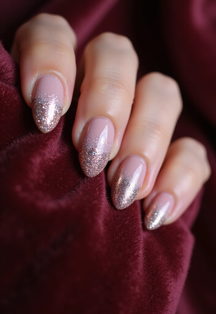 50 Fresh Nail Inspo Ideas for Trendy - 40. Classy Ombré Glitter
