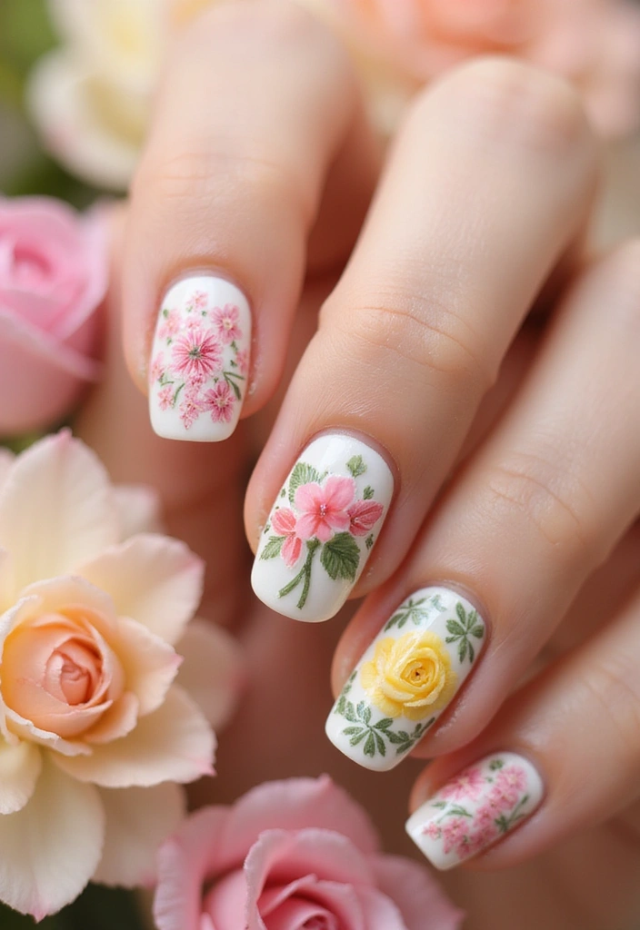 50 Fresh Nail Inspo Ideas for Trendy - 5. Floral Nail Art